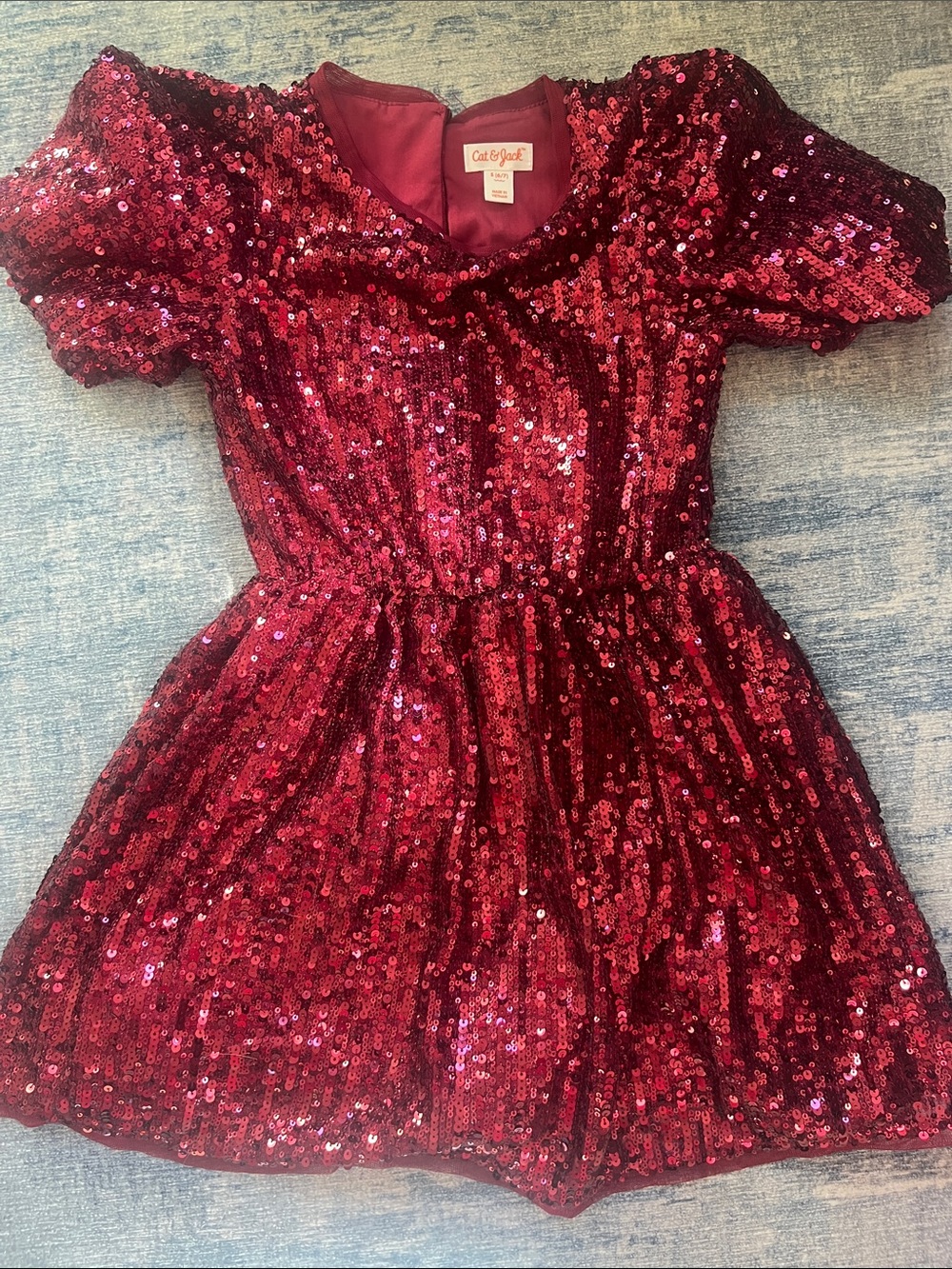 Cat & Jack Girls' Red Sequin Dress Romper